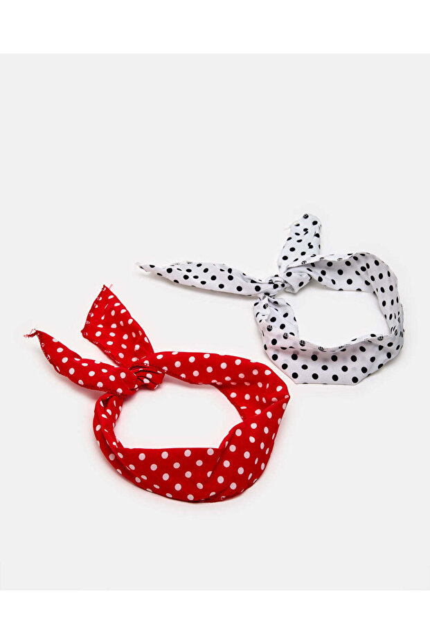 Girls White And Red Headband Set (Pack of 2)