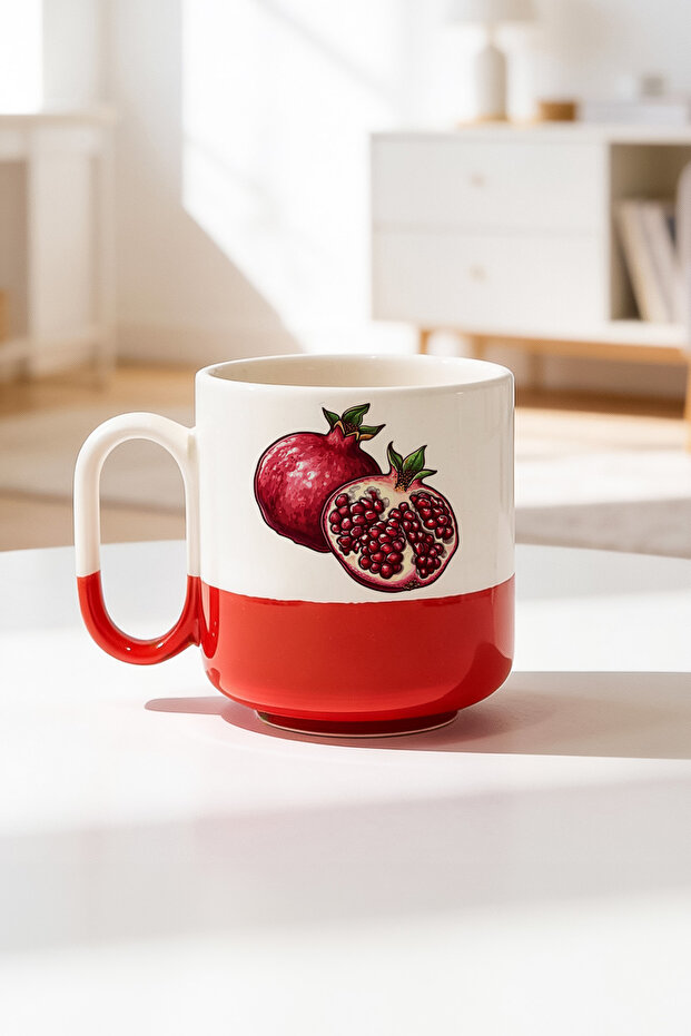 Ceramic Printed Pro Mug Cup with Pomegranate Pattern Design 330ml