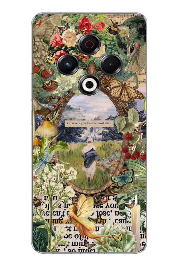 Tecno Spark 30 Compatible Green Nature Printed Silicone Case