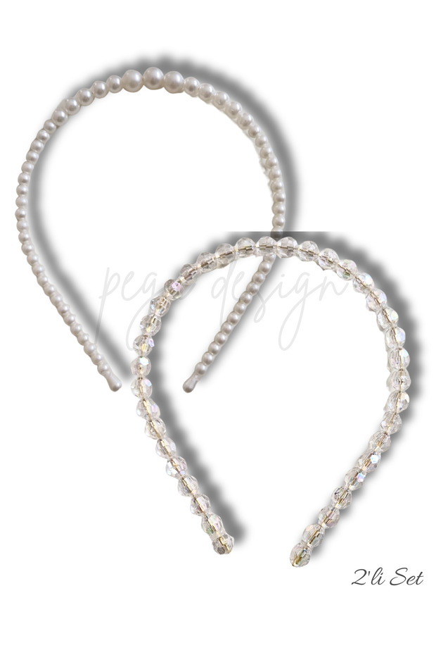 Set of 2 Rowed Pearl Crown, Bride, Invitation, Celebration, Daily, Special Day, Life