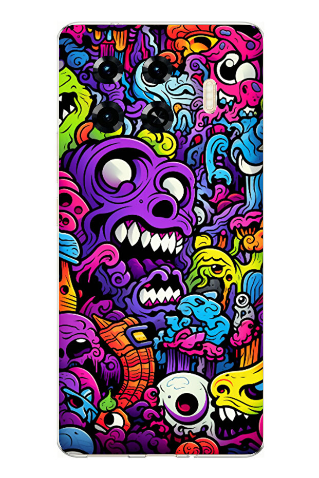 Tecno Spark 20 Pro+ Plus Compatible Psychedelic Colored Monsters Printed Silicone Case - 1