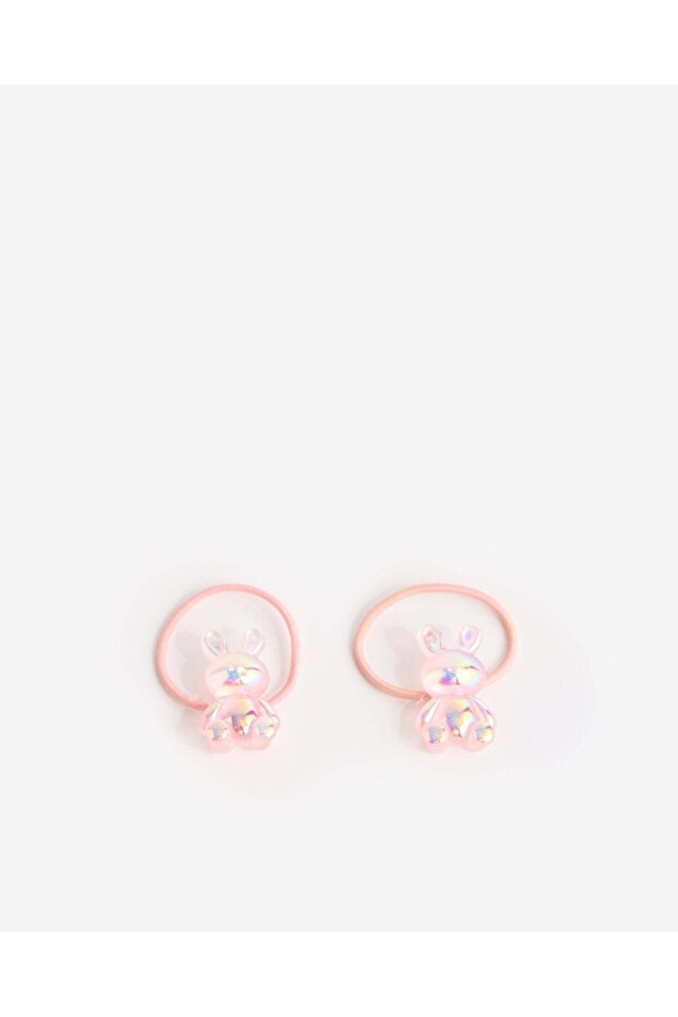 Girls Pink Bear Elastic Hair Tie Set (Pack of 2)