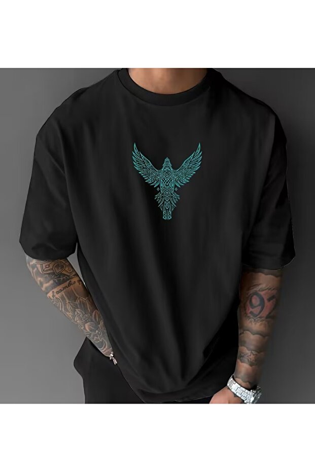 Creative Bird Pattern Prints Black/White T-Tshirt for Men