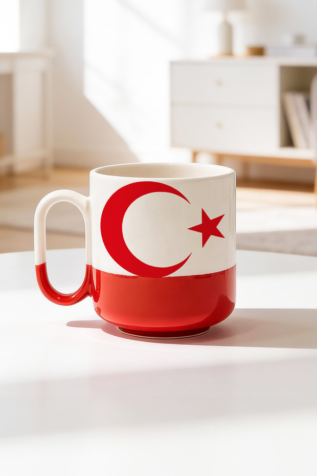 Ceramic Printed Pro Mug with Turkish Flag Design 330ml