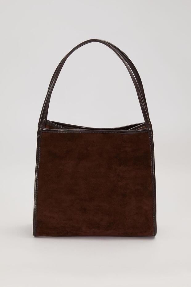 حقيبة كتف عريضة على شكل مستطيل من Camel - 4