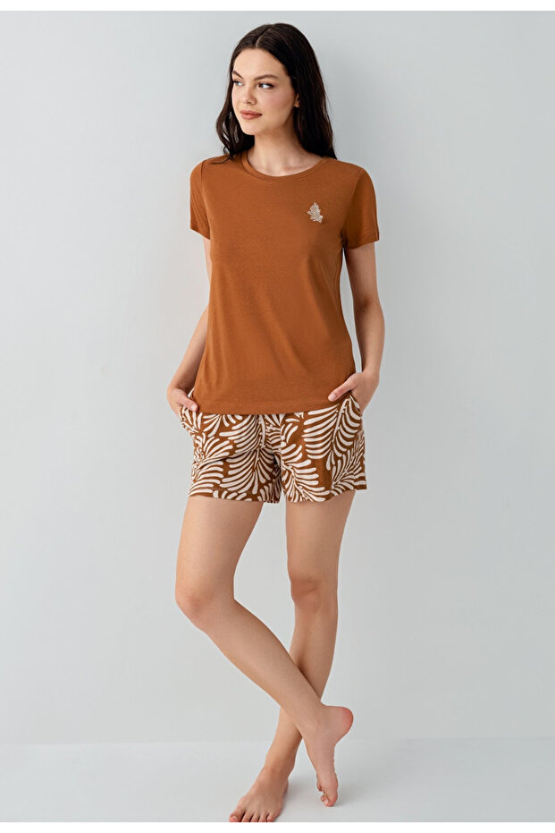 Kadın, Modal, (Çorap Hediyeli), Şort Takım - 4