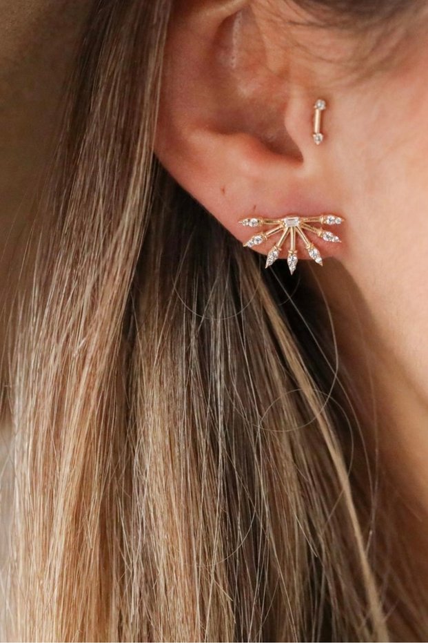 Sun Motif Fan Earrings