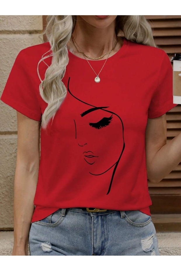 تيشيرت بتصميم سيلويت مطبوع للجنسين