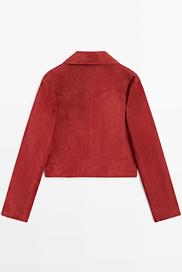 Kısa süet deri ceket - 8