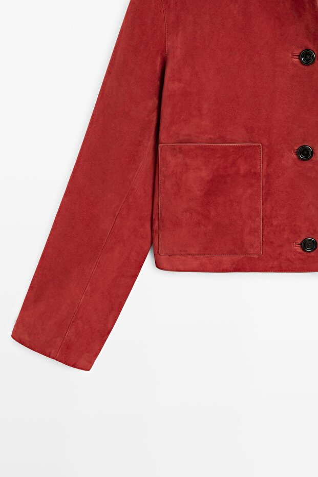 Kısa süet deri ceket - 7