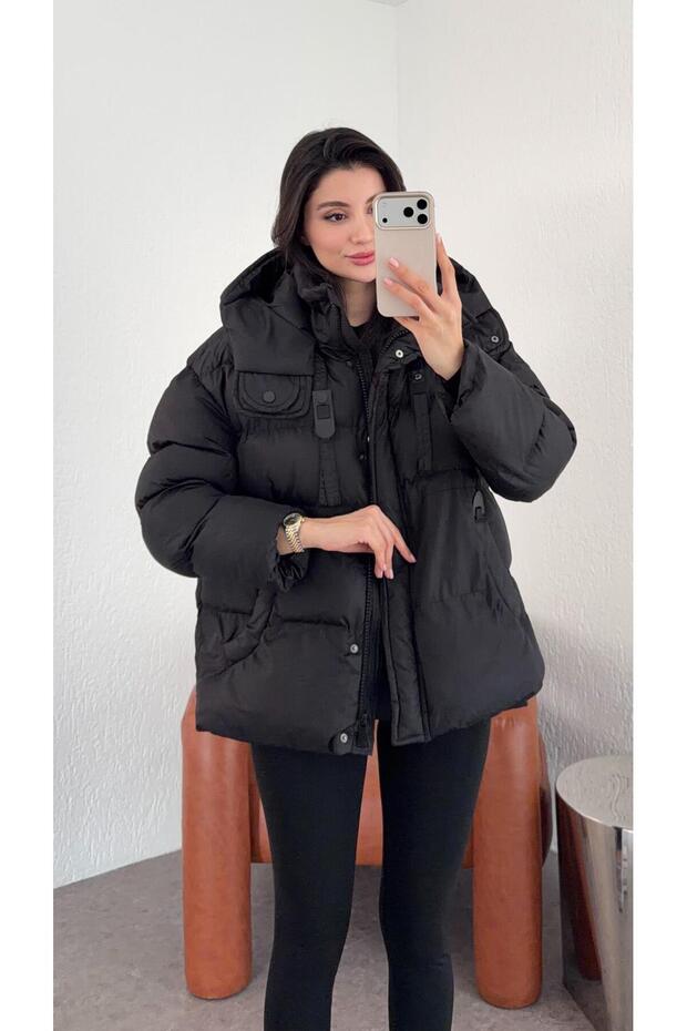 Siyah Premium Şişme Mont - 1