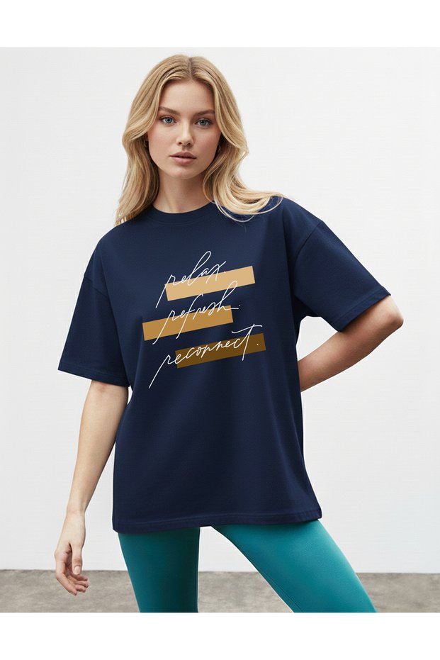Women's Motivational Motto Stripe Printed Black T-Shirt