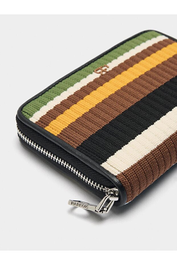 Çok Renkli Çizgili Örme Cüzdan - 1