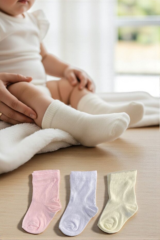 3 Pairs of Colorful Patterned Cotton Girls' Socks
