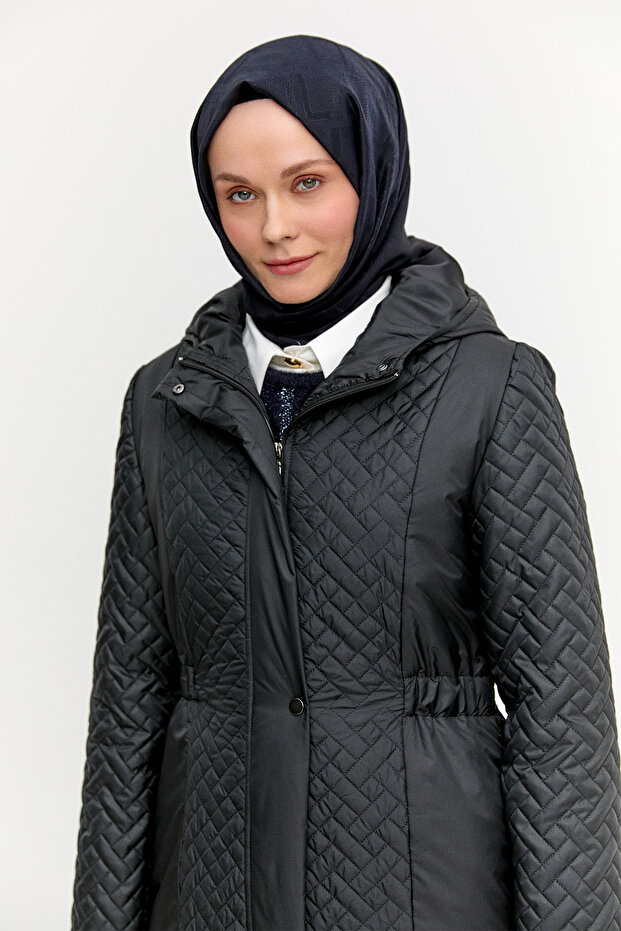 Kapüşonlu Kapitone Kaban - 4