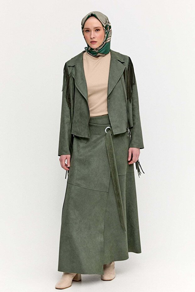 Süet Görünümlü Anvelop Etek - 4