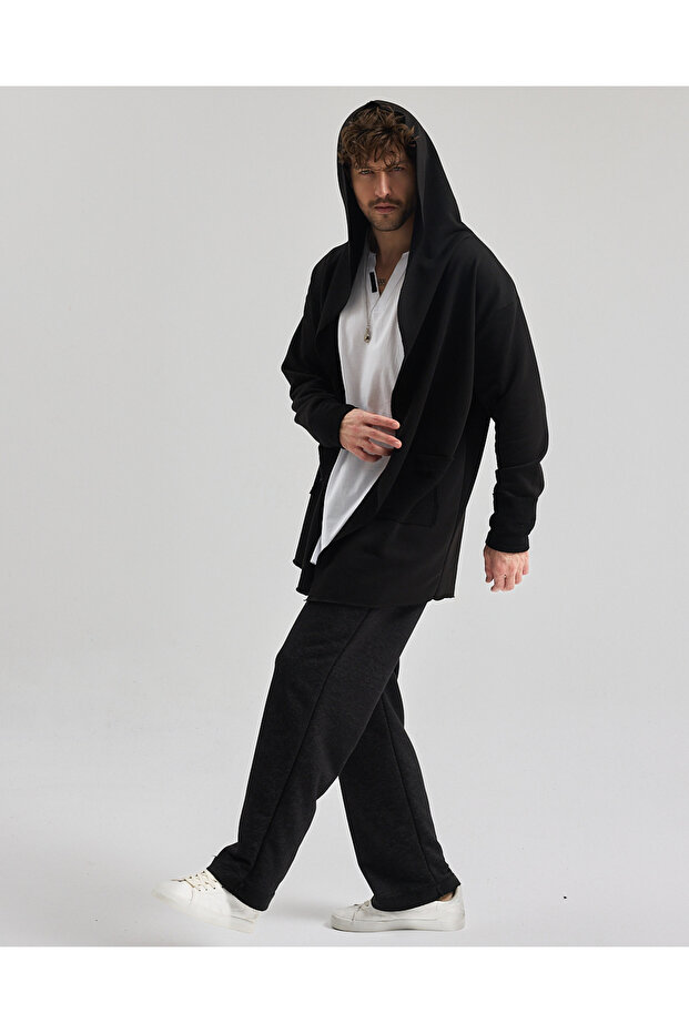 2 iplik Kapüşonlu Ters Manşet Panço - 2