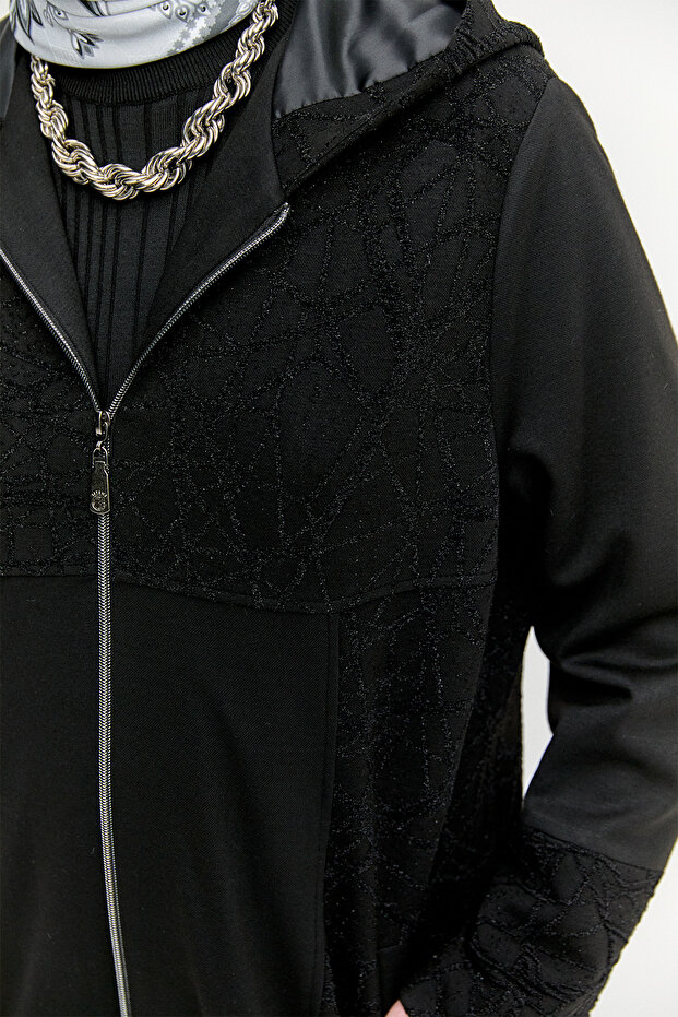 Kapüşonlu Örme Pardesü - 4