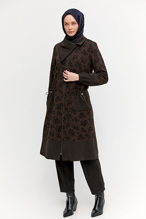 Dokulu Fermuarlı Örme Kap - 3