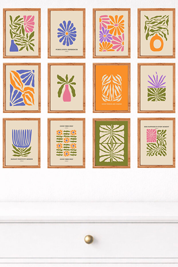 مجموعة من 12 لوحة جدارية حديثة ذات مظهر إطاري - طباعة UV على MDF مقاس 15x20 سم