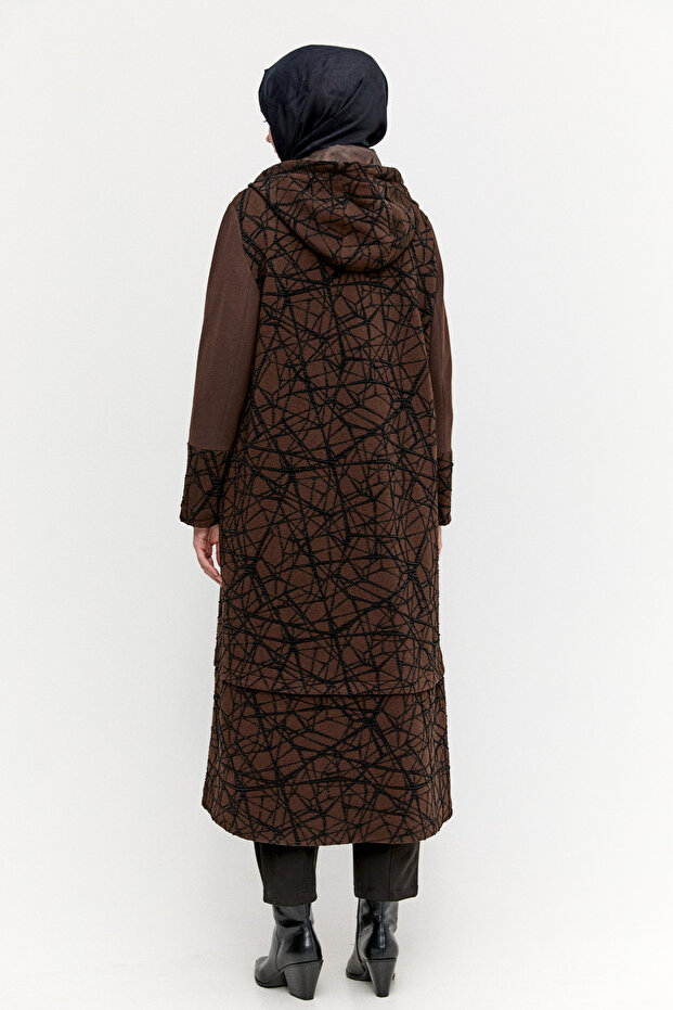 Kapüşonlu Örme Pardesü - 6