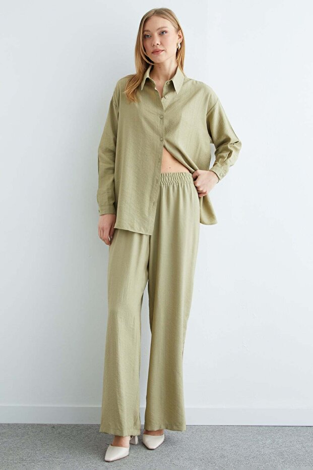 Basic Düğmeli Salaş Krinkıl 2 Li Takım - 5