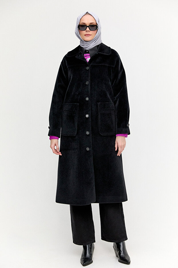 Kaşe Bebe Yaka Kaban - 1