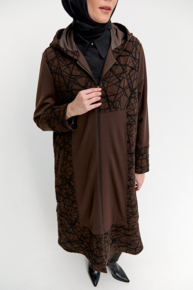 Kapüşonlu Örme Pardesü - 4