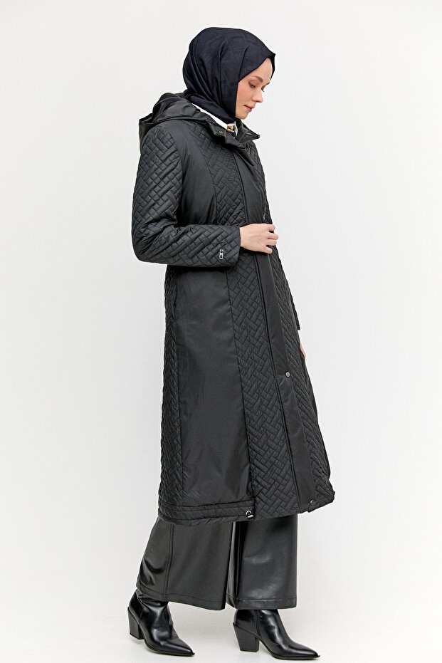 Kapüşonlu Kapitone Kaban - 3