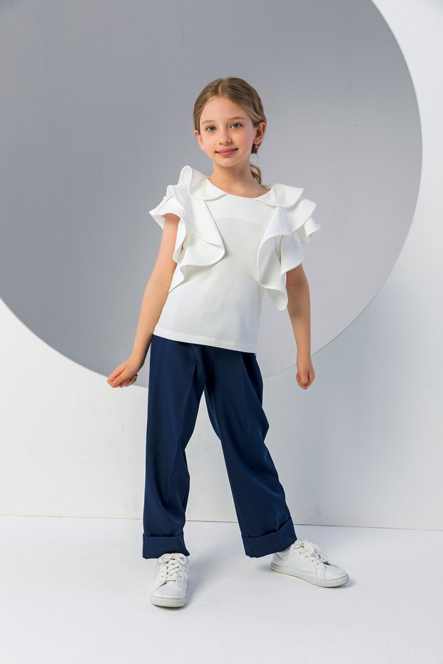 Girl's Straight-Leg Fabric Trousers-New Season