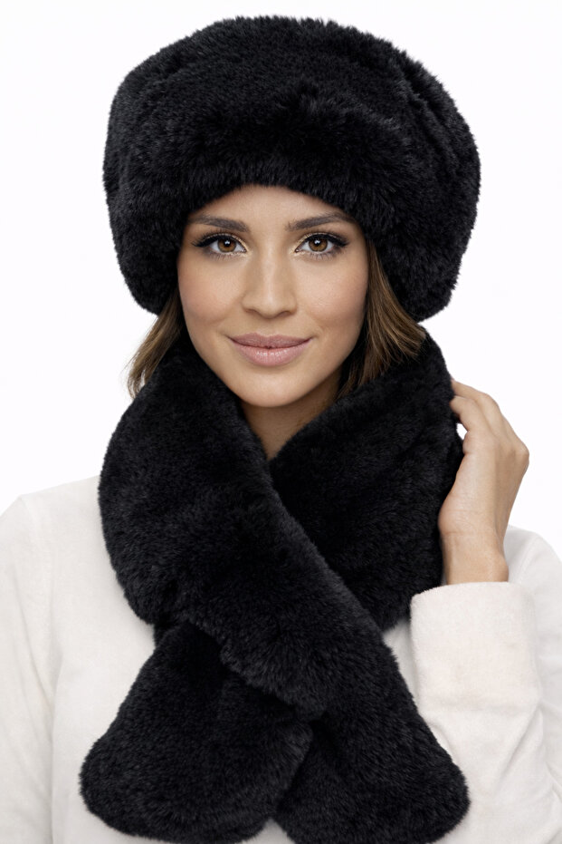 Women's Winter Plush Fur Hat & Scarf Set