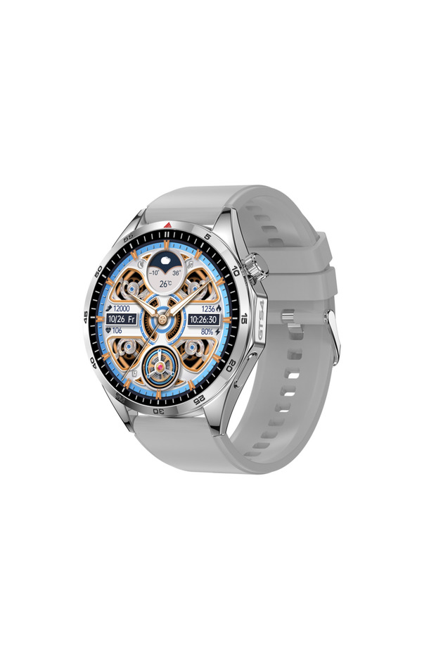 Silver Silicone LEMFO Smart Watches For Men Women 1.5" 360*360 HD Screen 330mAh Battery Heart Rate S