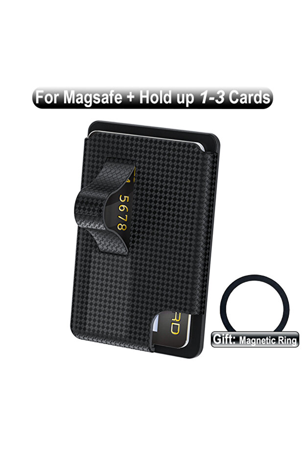 PC Black Grippopso Universal Magnetic Wallet Case Men Women Phone Card Holder Wallet With Finger Rin