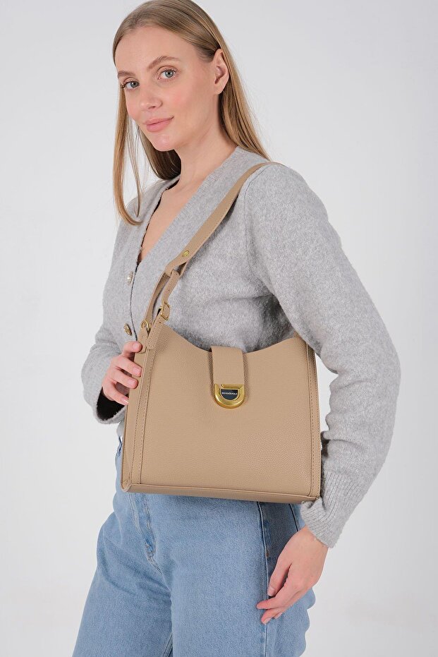 Beige - Beige Mini Rolax Women's Shoulder Bag Sp1242