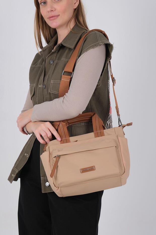 Nut - Tan Satin Women's Handbag Sp1230