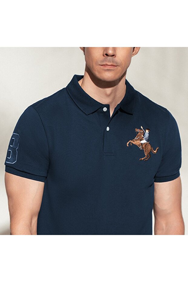 Men’s Slim Fit Napoleon Embroidery Lycra Pique Polo