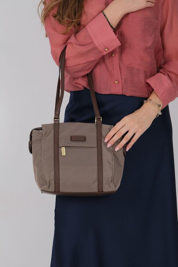 Sand - Brown Satin Women's Shoulder Bag Sp1215