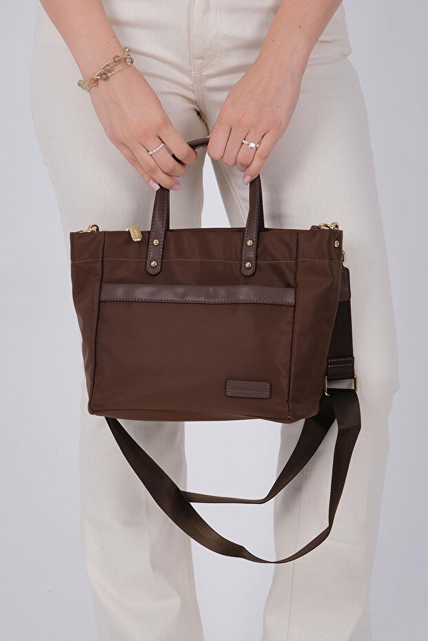 Coffee - Brown Satin Women's Handbag Sp1214