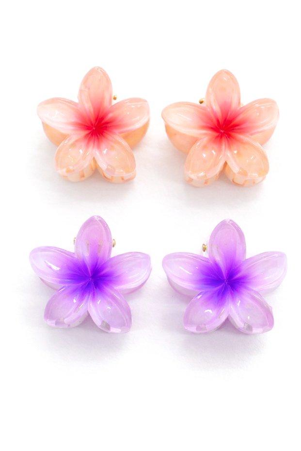 Lotus Flower Design Transparent Hair Clip Set Colorful Girls' Hairpin, Shiny Acrylic Set of 4