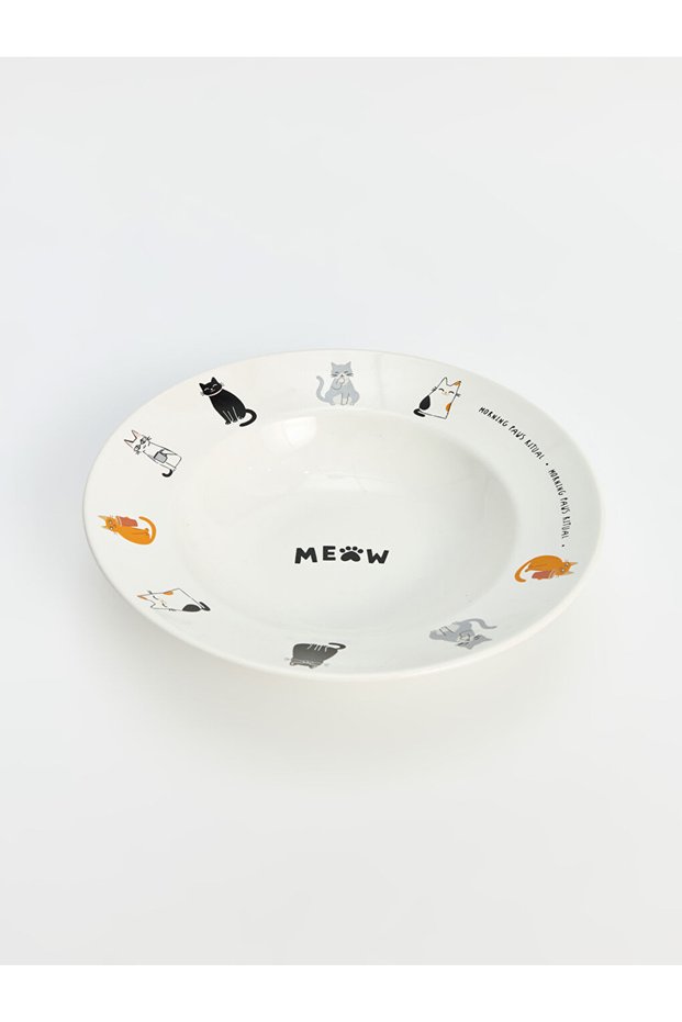 Renkli̇mağazadan Lcw Home Mixed Cat B Printed Porcelain Pasta Plate 2-Piece