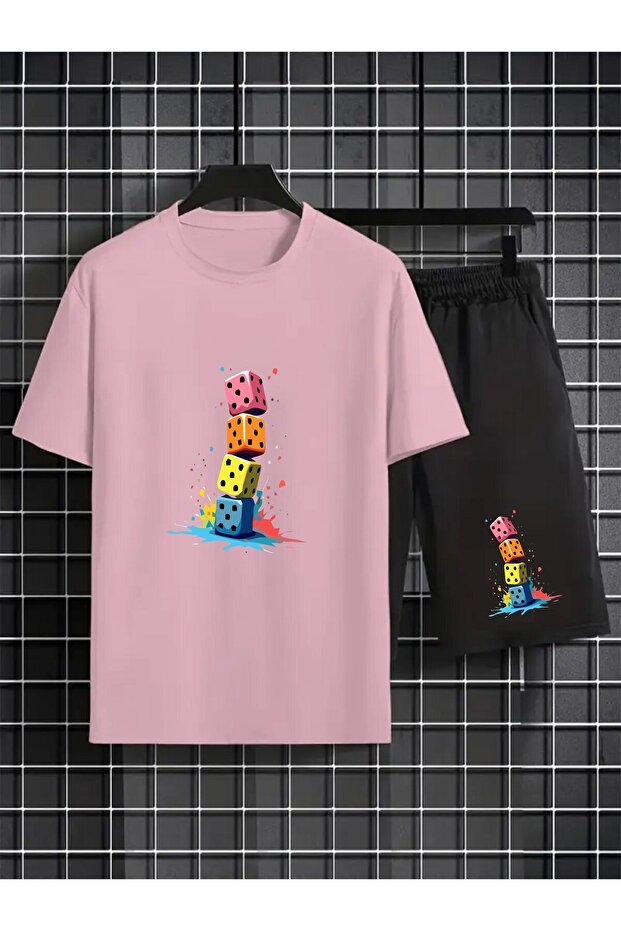 Unisex Women Men Shorts Colorful Dice Printed
