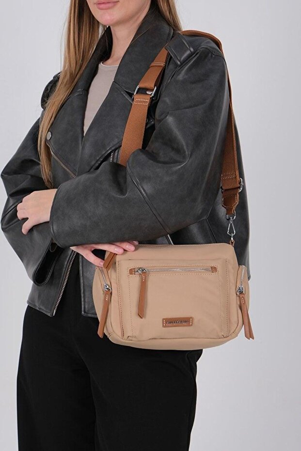 Nut - Tan Satin Women's Crossbody Bag Sp1229
