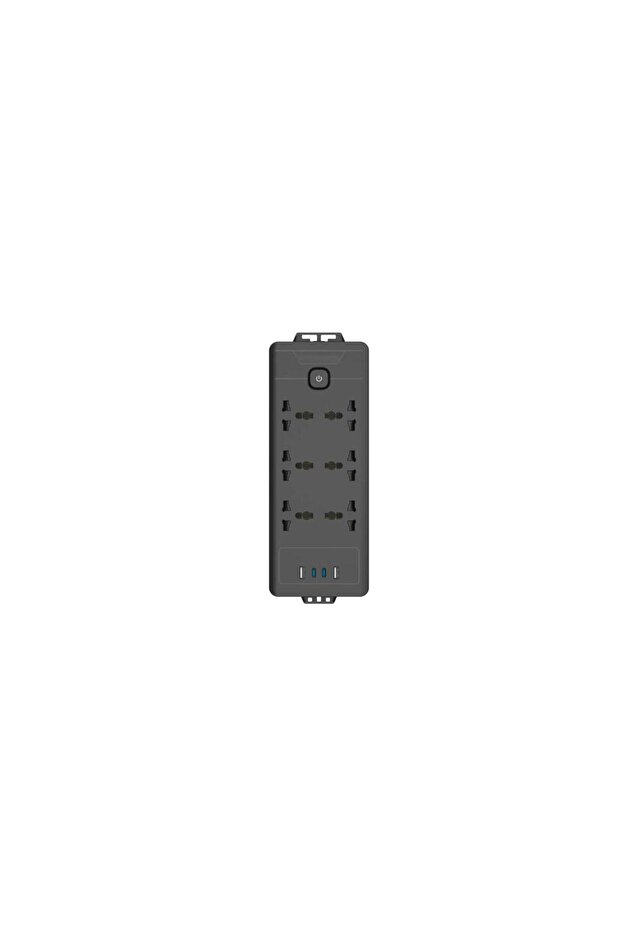 6AC 2500W Power Strip with USB-C & USB-A, Safety Switch, Fireproof Design, 3m Cord