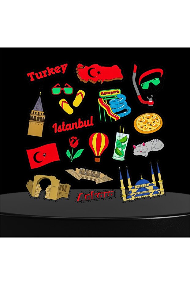 Turkey Themed Sticker Set – Istanbul, Ankara, Turkish Flag, Galata Tower & Travel Stickers