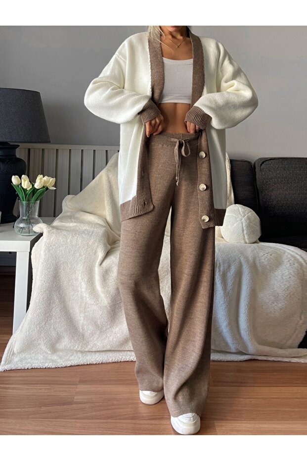 Button Detailed Jacket Set - 1