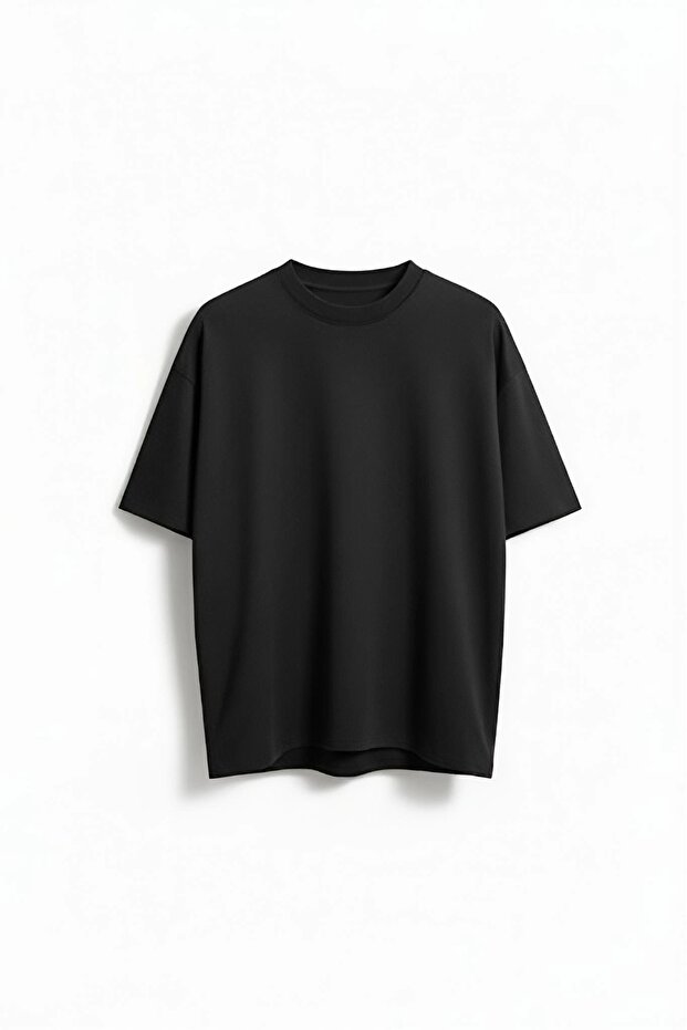 تي شيرت رجالي كبير الحجم ذو ياقة دائرية مصنوع من القطن بخيطين - 3