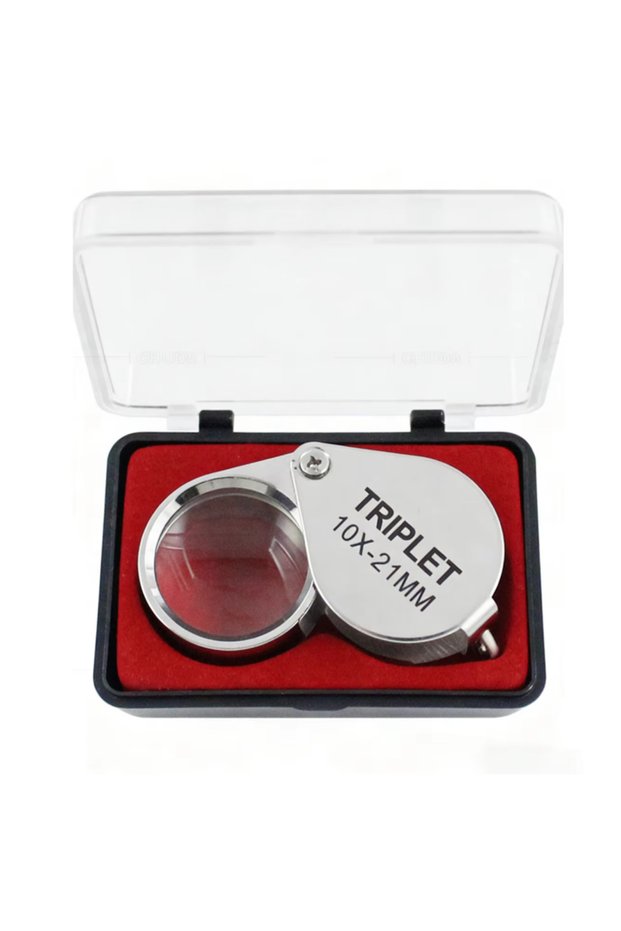 10X silivery Pocket Loupe Magnifier Jewelry Magnifying Glass Foldable Diamond Lupa Triplet Jewelers