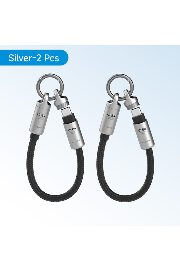 Keychain Silver 2pcs Hagibis Short USB4 Cable Portable Keychain C to C Cable Lanyard Type-C Cable 2