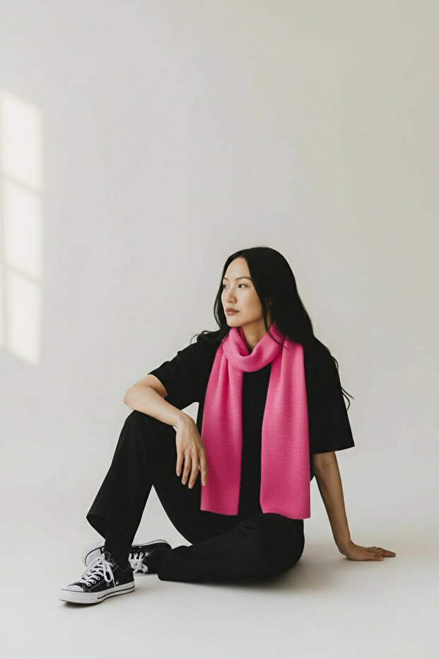 Pembe Basic Triko Atkı - 2