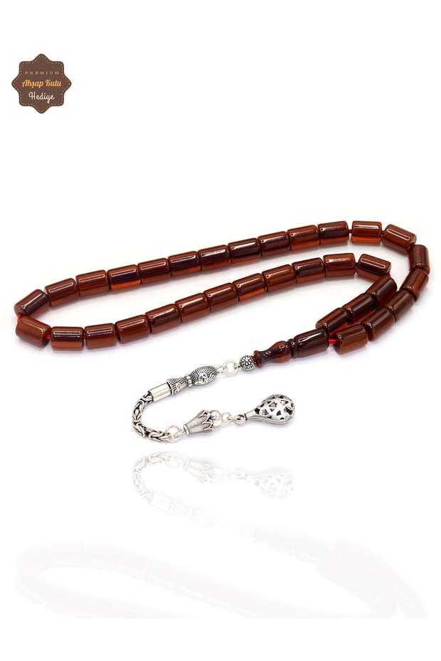 Hareli Cut Model Silver Accelerated Tassel Crimped Amber Prayer Beads 201024954